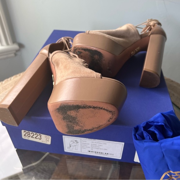 Tan Aquazzura Firenze Platform Sandals - Jac Plateau LIKE NEW - Picture 5 of 6
